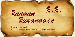 Radman Ružanović vizit kartica